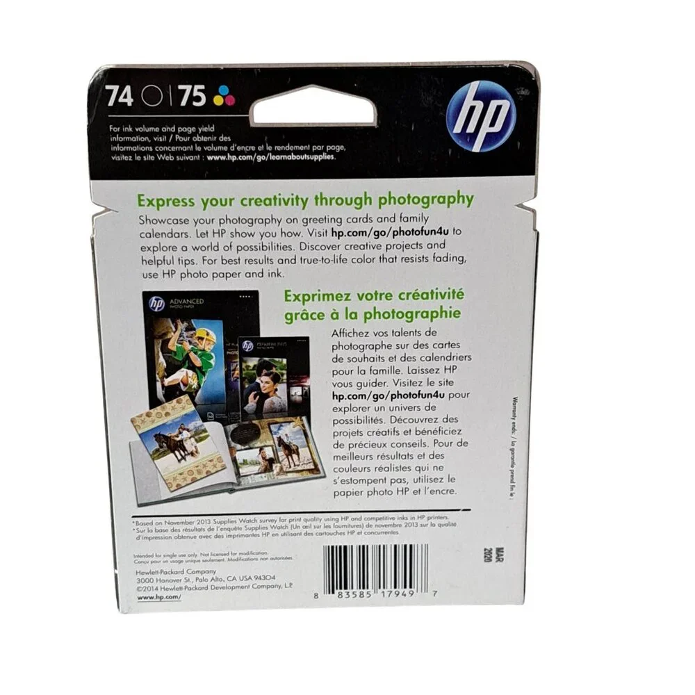 GENUINE NEW HP 74XL 75 (CB336WN/CB338WN) Black Color Ink